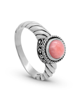 Balinese Artisan Sterling Silver Ring with Radiant Pink Opal