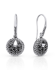 Elegant Balinese Sterling Silver Floral Drop Earrings