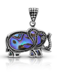 Bali Artisan Sterling Silver Elephant Pendant with Abalone Shell
