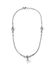 Balinese Artisan Sterling Silver, Rainbow Moonstone and African Amethyst Necklace