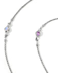 Balinese Artisan Sterling Silver, Rainbow Moonstone and African Amethyst Necklace