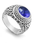 Balinese Artisan Handcrafted Sterling Silver Ring with Tanzanite Gemstone
