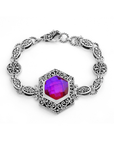 Royal Quartz Elegance – Sterling Silver Bali Statement Bracelet
