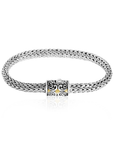Balinese Artisan 925 Sterling Silver Bracelet with 18K Gold at Centre Lock