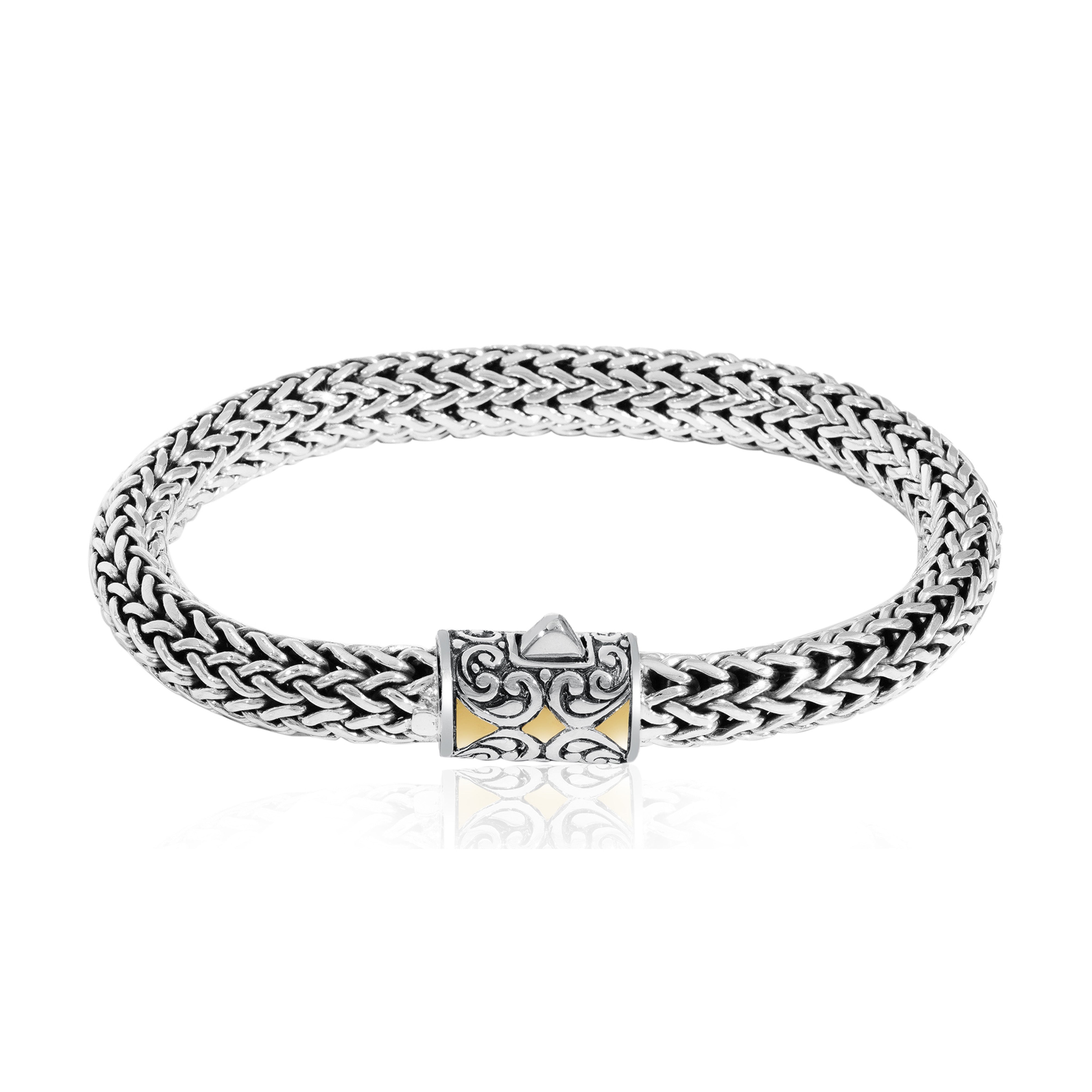 Balinese Sterling Silver bracelet / silver 925 / Gold 18carat / Bali handmade Jewelry art / pendant tube 2024 granulation technique / 7 inch long