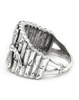 Twin Dragonflies Perched over Bamboo Sterling Silver Ring
