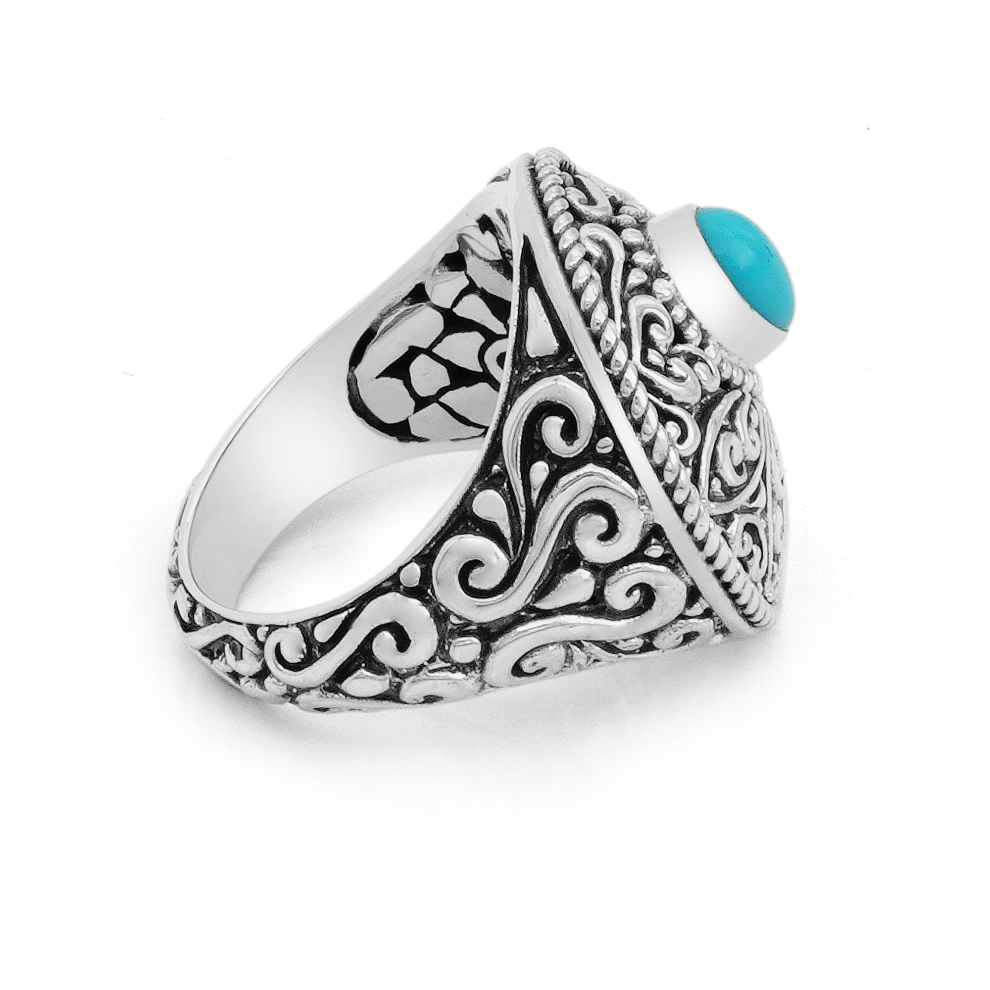 Artisanal Balinese Sterling Silver Turquoise Ring