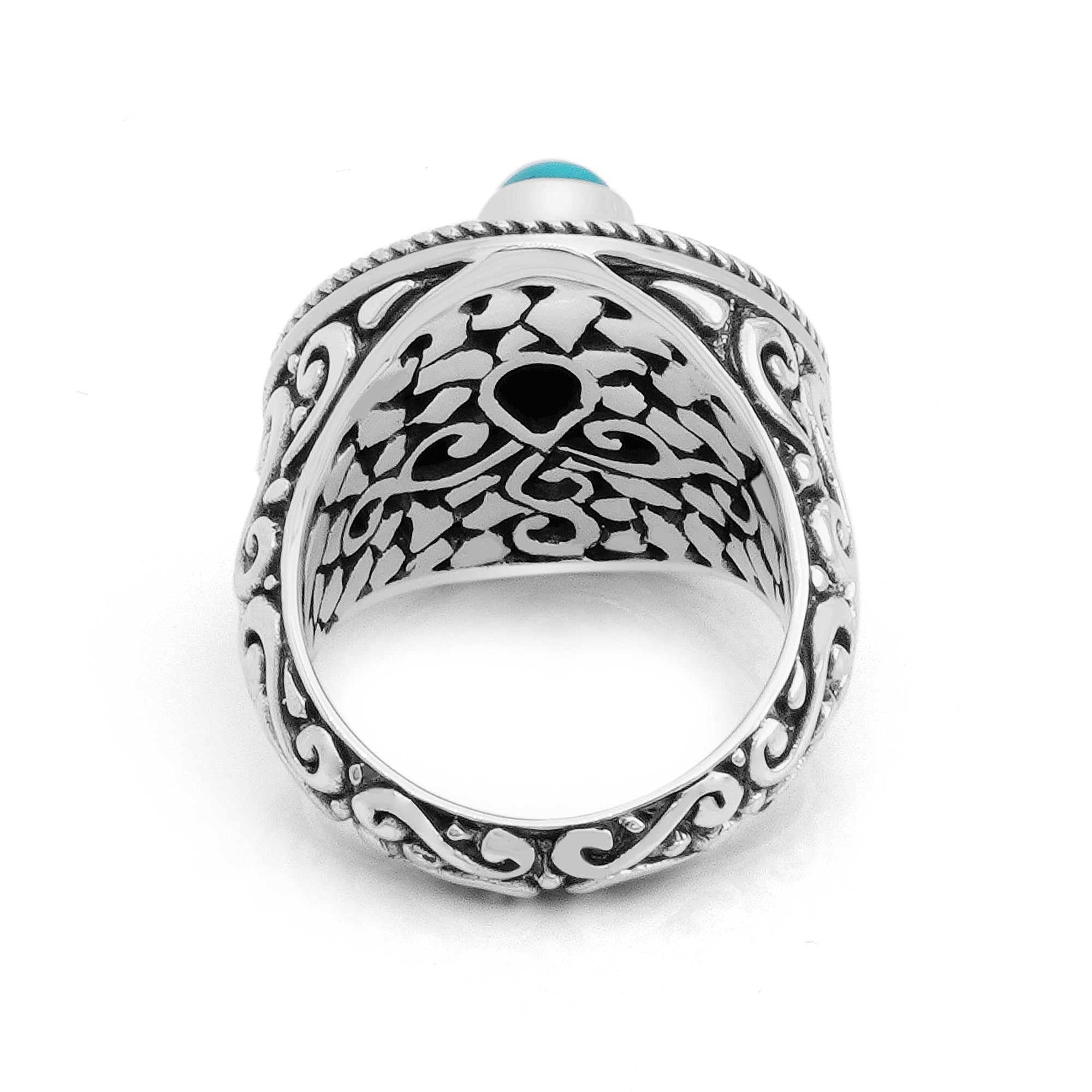 Artisanal Balinese Sterling Silver Turquoise Ring