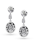 Carved Rose Rainbow Moonstone Sterling Silver Bali Earrings