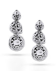 Floral Motif Sterling Silver Bali Earrings