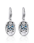Carved Turquoise Sterling Silver Bali Drop Earrings