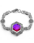 Royal Quartz Elegance – Sterling Silver Bali Statement Bracelet