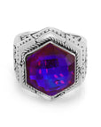Royal Quartz Elegance – Sterling Silver Bali Statement Ring