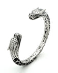 Mystic Sterling Silver Black Shell Double Dragon Bangle