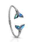 Sterling Silver Unity Fluke Abalone Bali Bangle