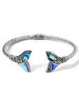 Sterling Silver Unity Fluke Abalone Bali Bangle