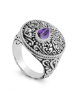 Amethyst Balinese Motif Ring