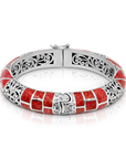 Balinese Sterling Silver Bangle with Coral Shell