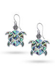 Balinese Artisan 925 Sterling Silver Turtle Drop Earring with Abalone