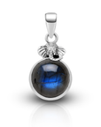 Balinese Artisan 925 Sterling Silver Majestic Elephant Pendant with Labradorite
