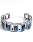 Elegant Intricate Bali Sterling Silver Bangle with Mystical Labradorite Glow