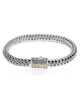 Balinese Artisan 925 Sterling Silver Bracelet with 18K Gold Centre Lock