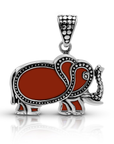 Balinese Artisan 925 Sterling Silver Elephant Pendant with Coral