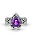 Celestial Harmony: Balinese Artisan 925 Sterling Silver Ring with Amethyst