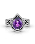 Celestial Harmony: Balinese Artisan 925 Sterling Silver Ring with Amethyst