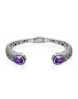 Balinese Artisan 925 Sterling Silver Bangle with Amethyst