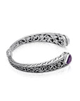 Balinese Artisan 925 Sterling Silver Bangle with Amethyst