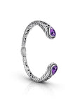 Balinese Artisan 925 Sterling Silver Bangle with Amethyst