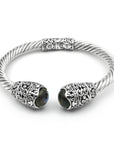 Double Abalone Sterling Silver Balinese Bangle