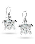 Balinese Artisan 925 Sterling Silver Turtle Earrings with Mother of Pearl