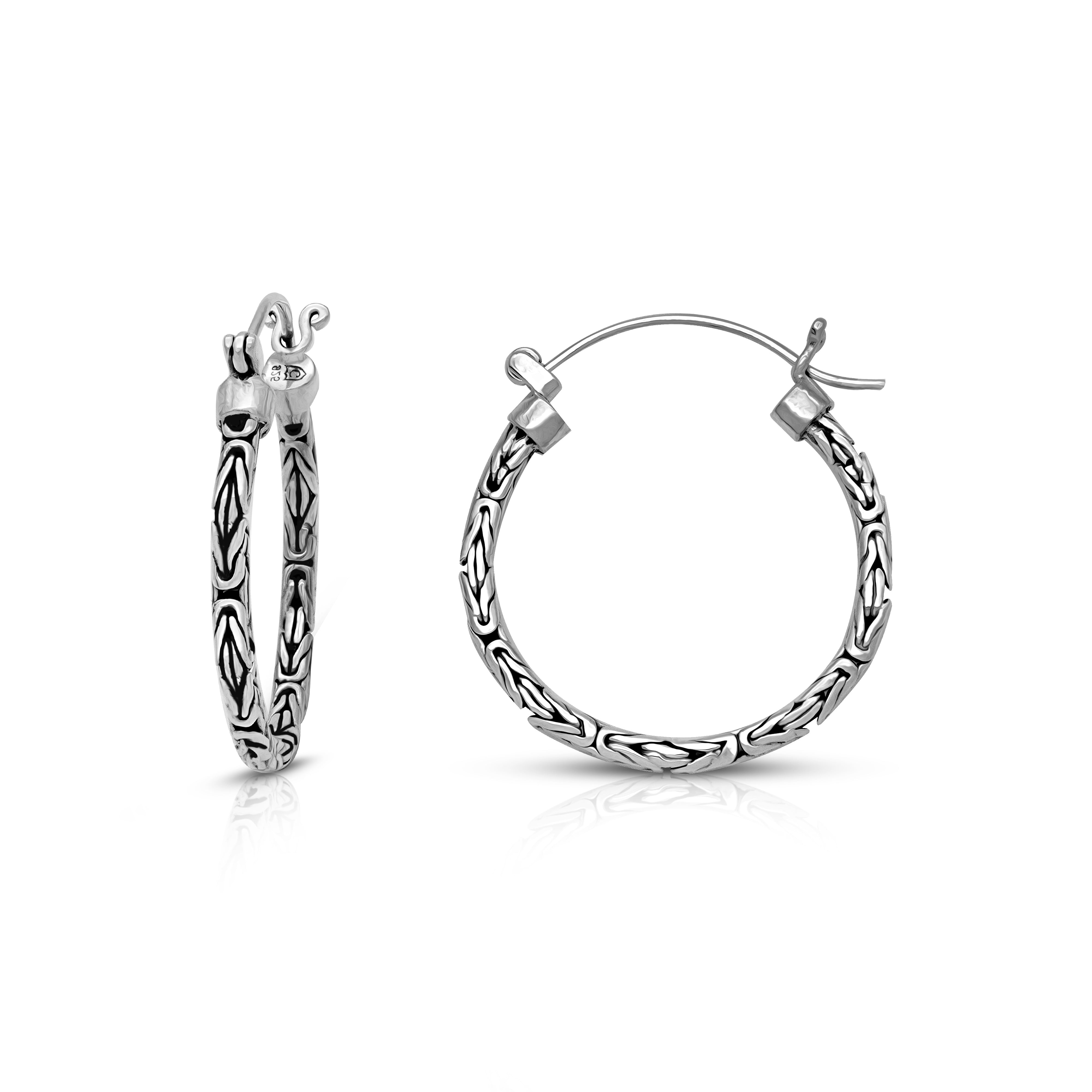 Balinese Artisinal Sterling Silver Hoop Earrings