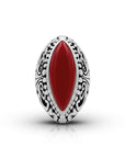 Balinese Artisan 925 Sterling Silver Ring with Red Coral