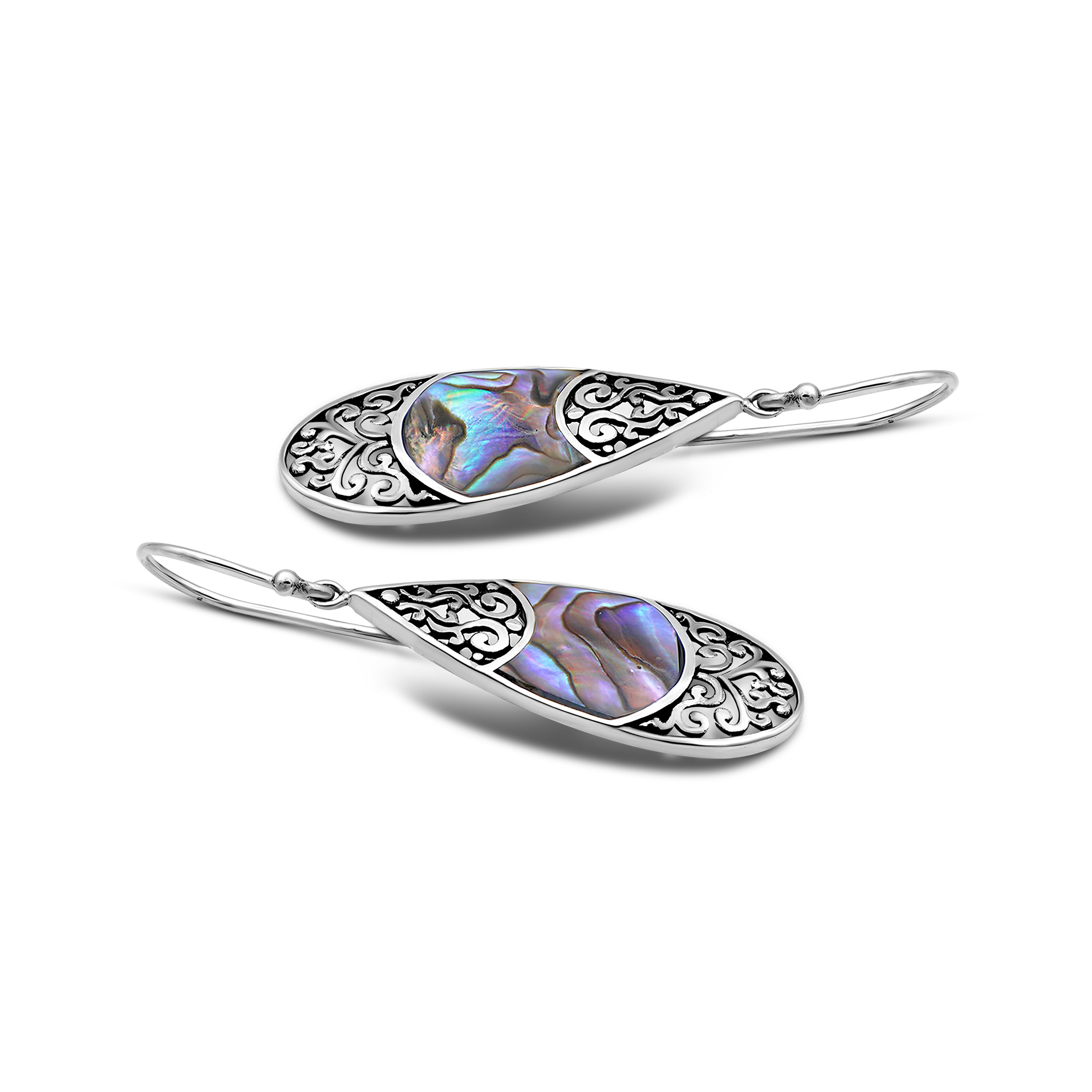 Bali Artisanal Sterling Silver Earrings with Abalone