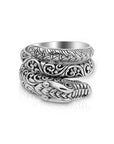 Artisan Balinese Sterling Silver Dragon Ring with Garnet