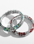 Balinese Sterling Silver Bangle with Coral Shell