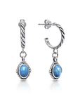 Twisted Cable Blue Opal Drop Earrings