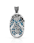 Sterling Silver & Carved Turquoise Balinese Pendant