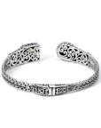 Balinese Artisan Sterling Silver Bangle with Blue Turquoise & Green Chalcedony Elegance