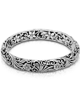 Delicate Floral Elegance Sterling Silver Bangle