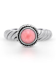 Balinese Artisan Sterling Silver Ring with Radiant Pink Opal