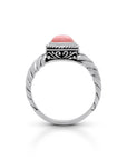 Balinese Artisan Sterling Silver Ring with Radiant Pink Opal