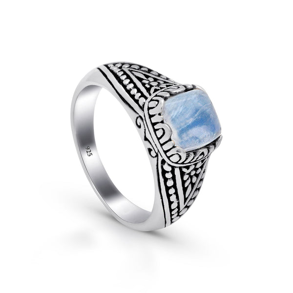 Balinese Artisanal Sterling Silver and Moonstone Ring