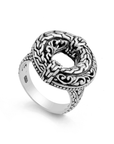 Sterling Silver Rounded Tulang Motif Bali Ring