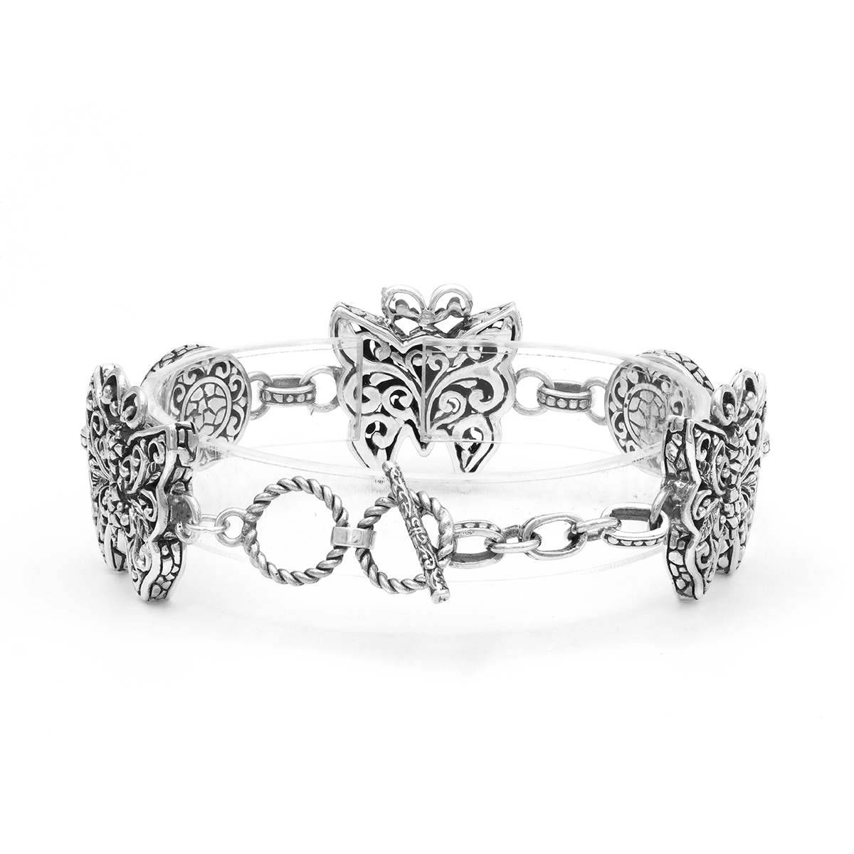 Balinese Artisan Sterling Silver Butterfly Motif Bracelet