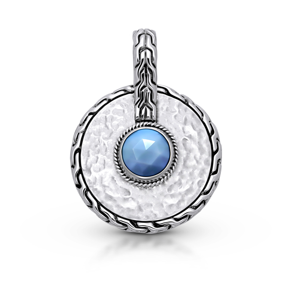 Blue Opal Disc with Twisted Cable Accents