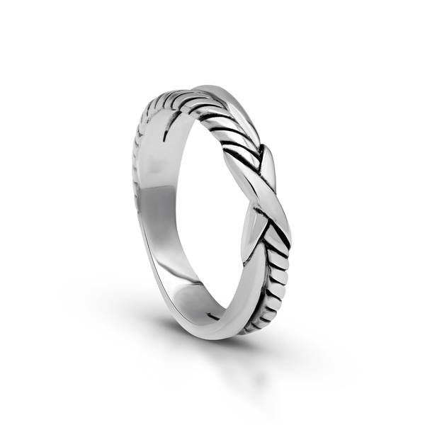 Sterling Silver X Cable Ring